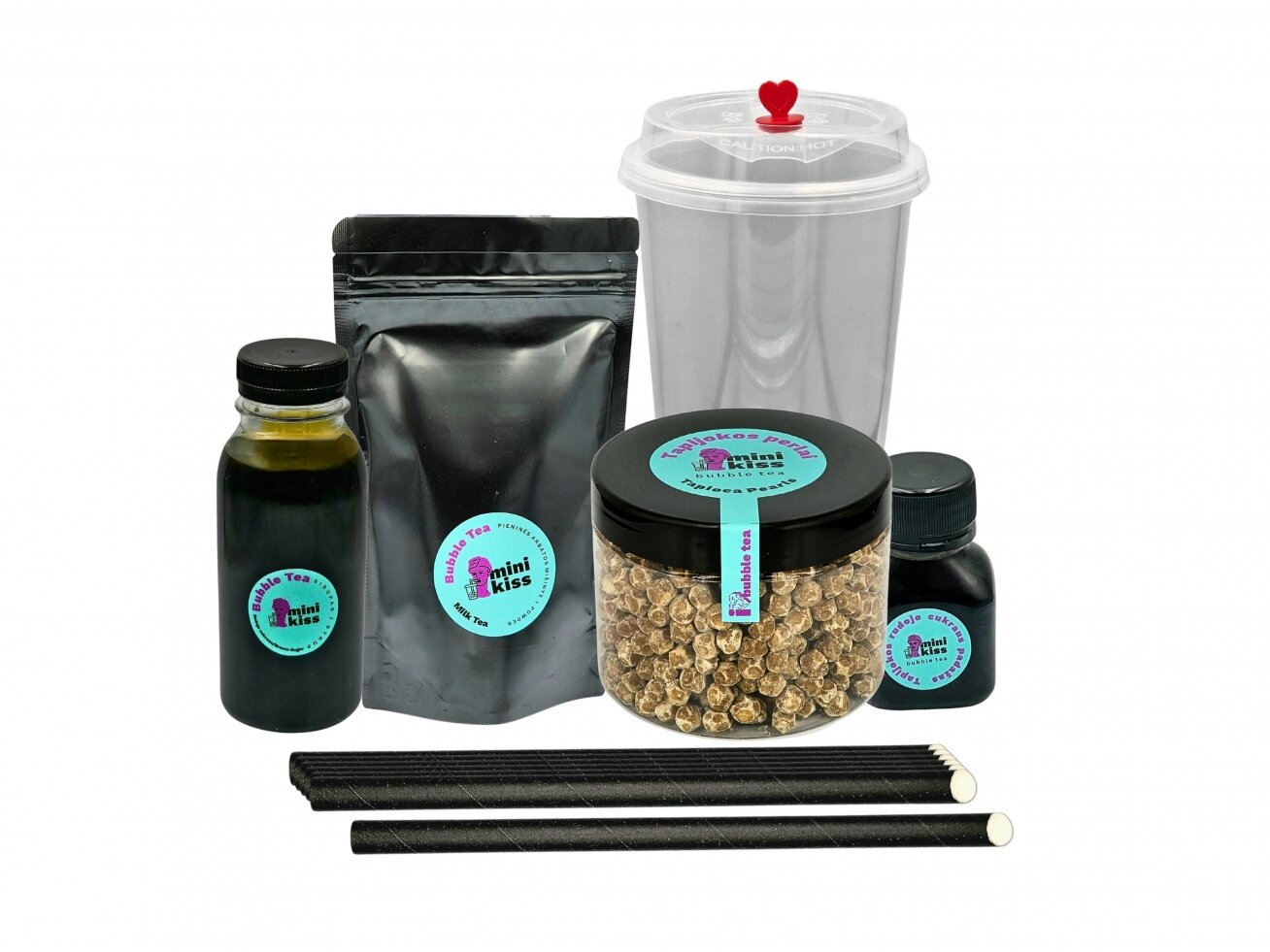 RUDOJO CUKRAUS PIENINĖS BUBBLE TEA RINKINYS 7 PORCIJOS 1